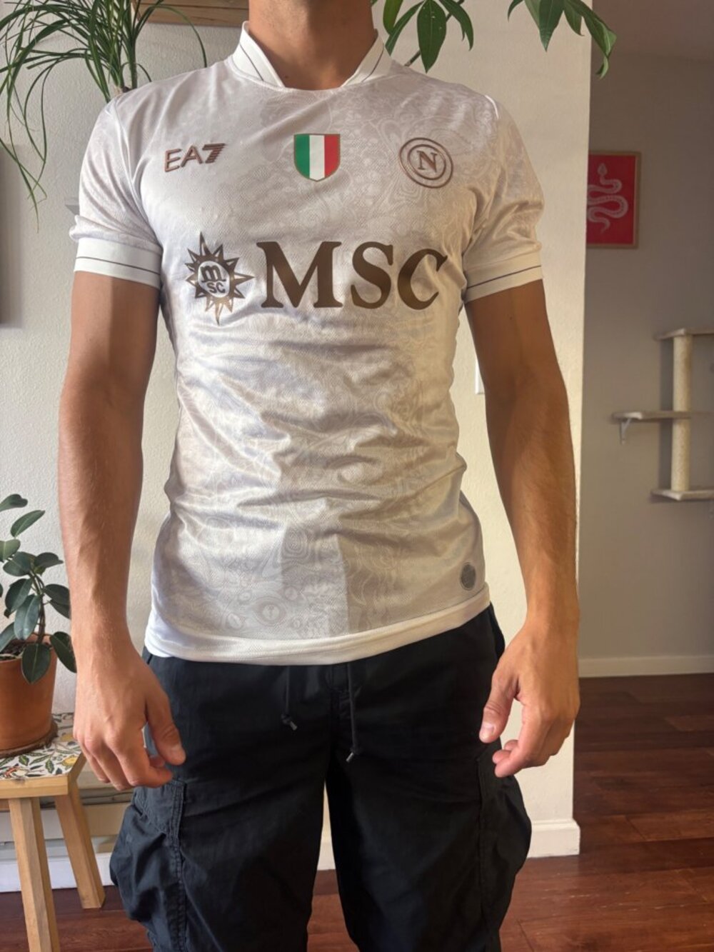 EA7 Napoli White MSC Soccer Jersey Men's M